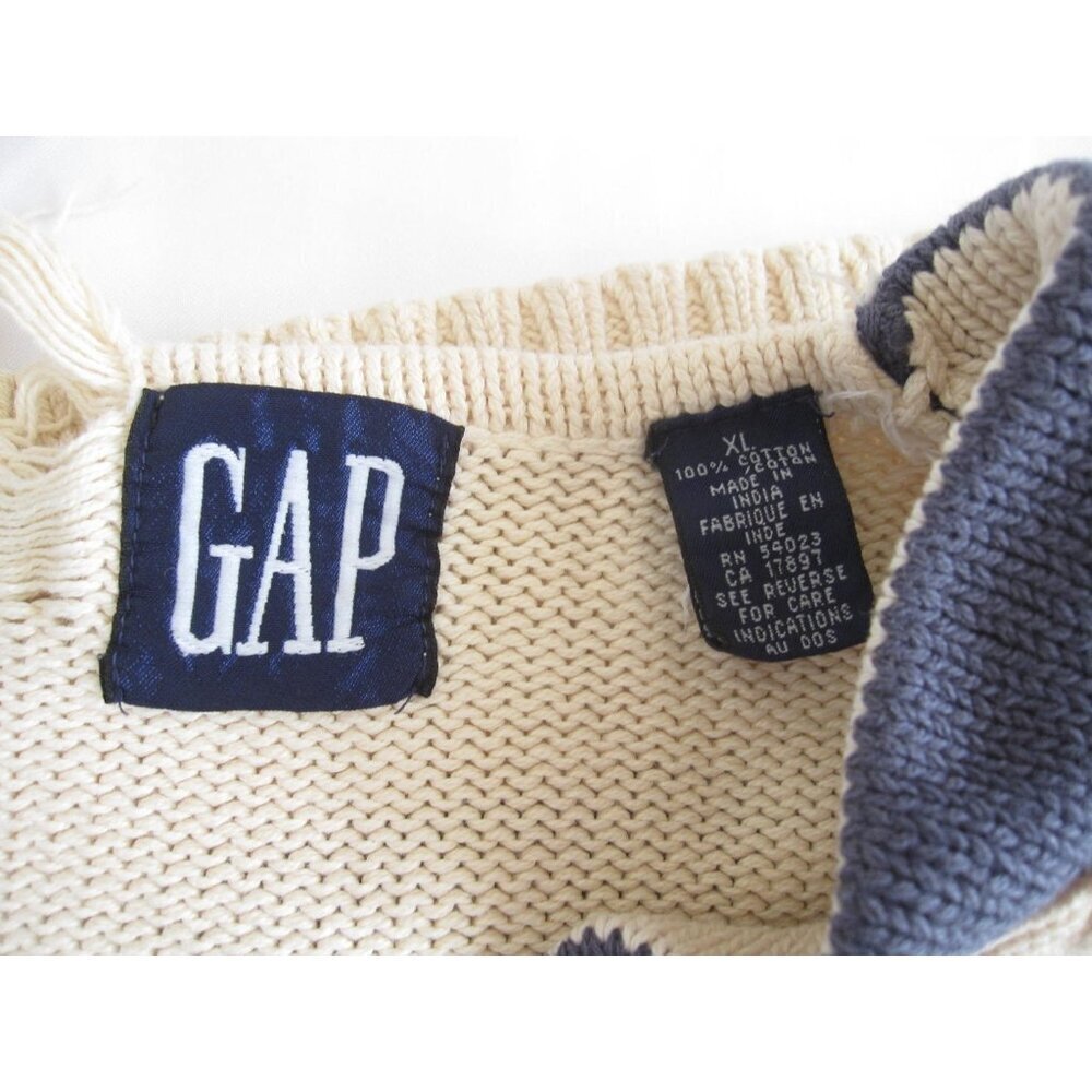 Vtg GAP Old Money Varsity Sweater Ivy Preppy V-Neck Academia Sz XL (MS48) Issue - Picture 2 of 9